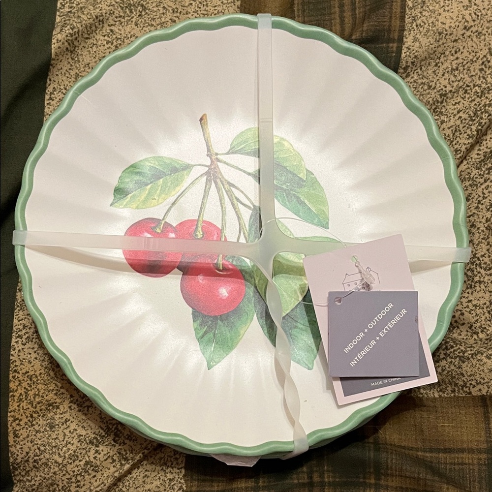 Cherry, Blackberry, Blueberry & Strawberry Design 8” Plate with Green Rim